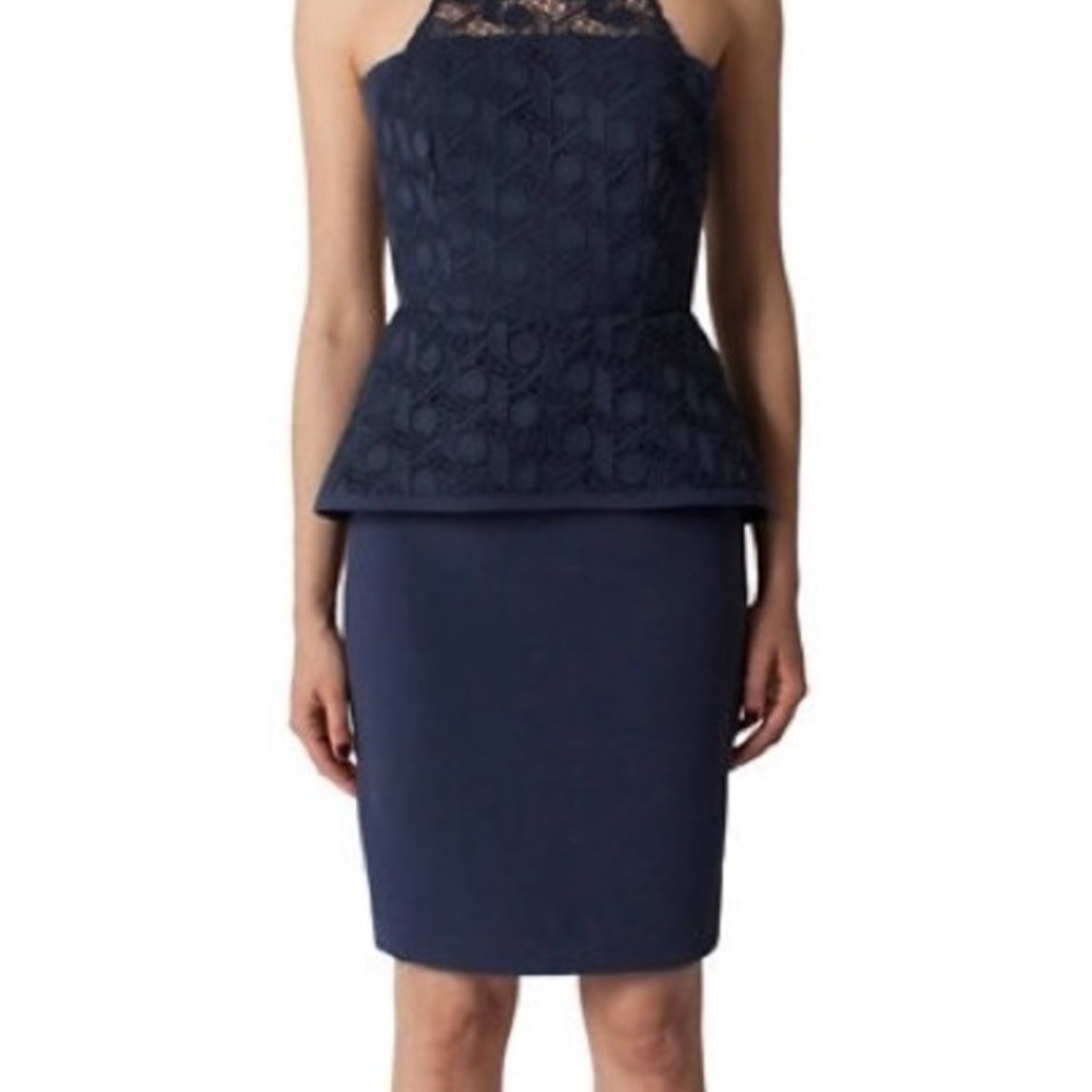 Black Halo navy peplum dress